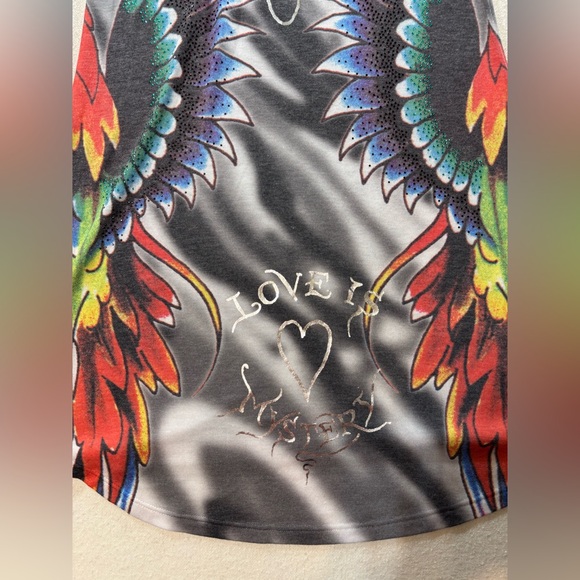 Ed Hardy Panther Swan Tattoo Tank Dress M Rhinestone Y2K Goth Festival Chic - Picture 6 of 9